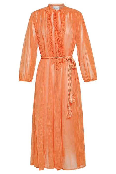 COTTON LENO BELTED DRESS ORANGINA 1