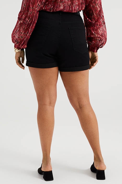 LADIES HIGH RISE DENIM SHORT WITH STRETCH - CURVE BLACK 3