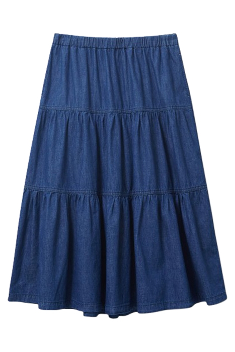 MIA TIERED DENIM MIDI SKIRT MID DENIM 1