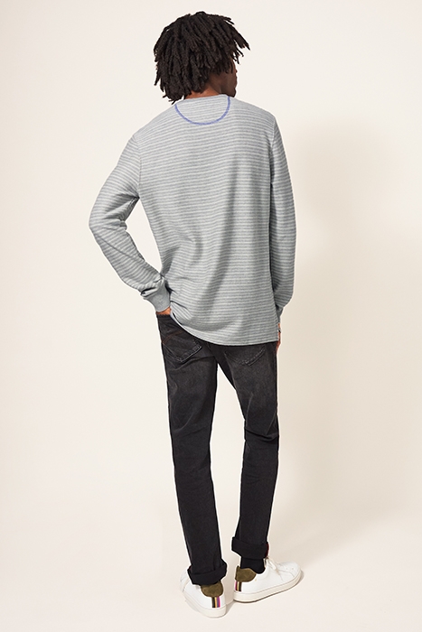 HOLTON STRIPE T-SHIRT GREY MARL 2