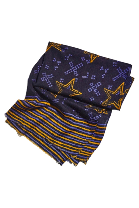 STAR STRIPE WOOL SCARF NAVY MULTI 2