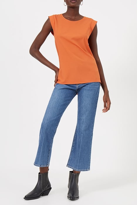 CREPE LIGHT CAPPED SLEEVE TEE BURNT ORANGE 4