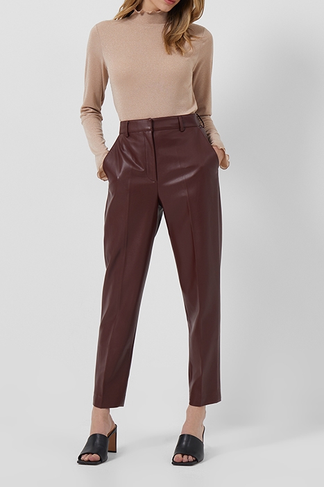 CROLENDA PU TAPERED TROUSER BITTER CHOCOLATE 4