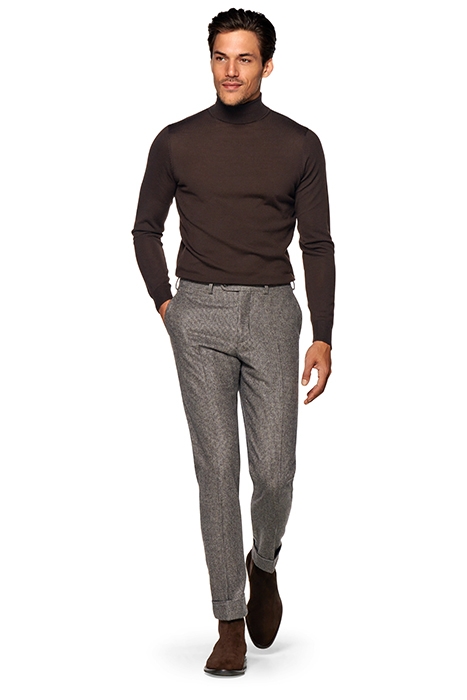 TAUPE HOUNDSTOOTH SOHO TROUSERS 5