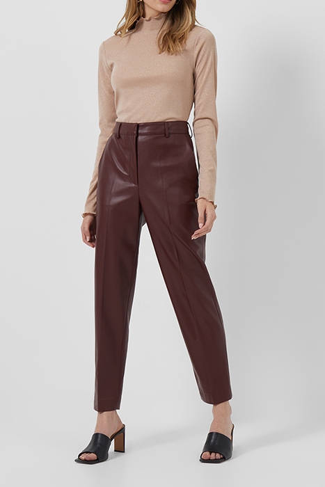 CROLENDA PU TAPERED TROUSER BITTER CHOCOLATE 2