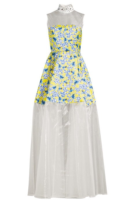 WOMEN‘S FLORAL FABRIC EVENING GOWN WHITE LILLY PRINT/ WHITE 6