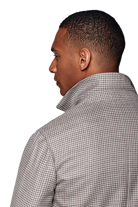 TAUPE HOUNDSTOOTH BELTED SAFARI JACKET 6