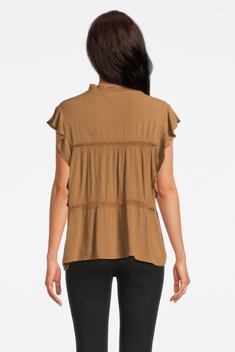 TOP WITH RUFFLES S/S TABACCO 2