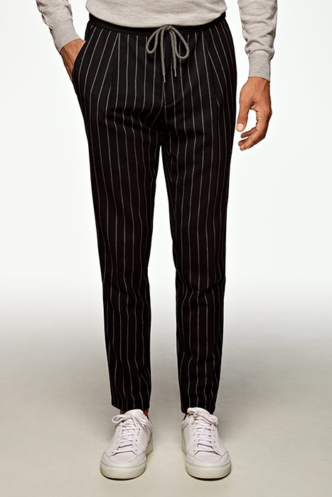 NAVY STRIPED DRAWSTRING AMES TROUSERS 1