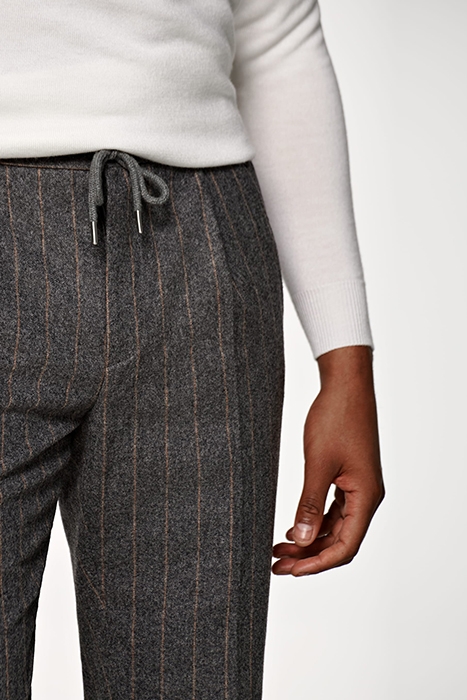 DARK GREY STRIPED DRAWSTRING AMES TROUSERS 4