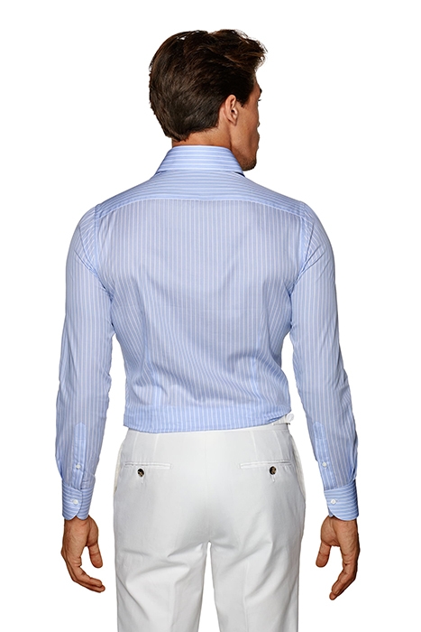 MID BLUE STRIPED POPLIN EXTRA SLIM FIT SHIRT 2