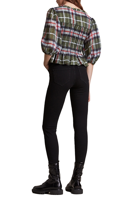 LIA CHECK TOP KHAKI GREEN 3