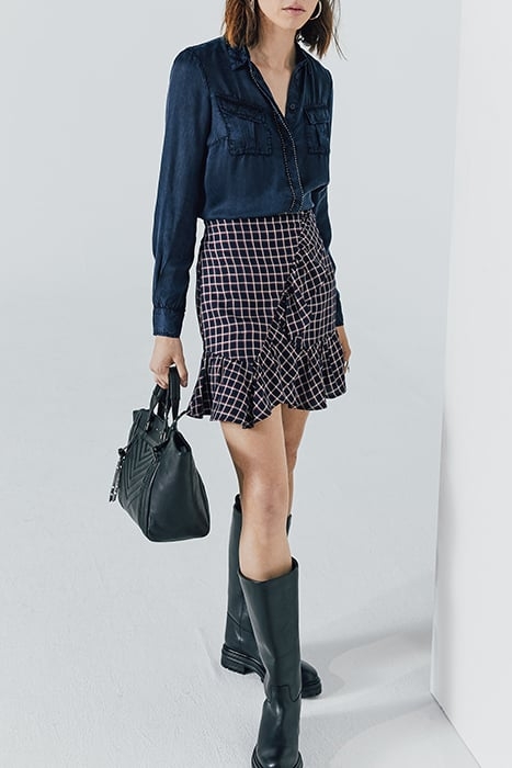 TARTAN AND METALLIC THREAD RUFFLED SKIRT 2