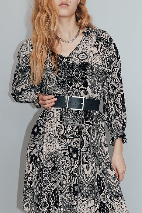 WOMEN'S SCARF-PRINT VISCOSE CREPE SHORT DRESS 3