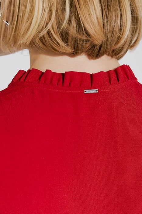 RED SHORT DRESS WITH VICTORIAN NECK & LACE DICKEY 5