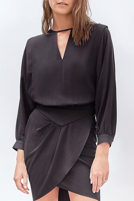 BLACK VISCOSE PURE EDITION DRESS WITH WRAP SKIRT 1