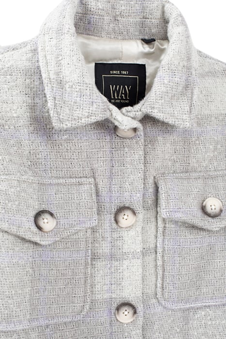 GIRLS’ VANILLA WOOL CHECK OVERSHIRT JACKET WHEAT 3