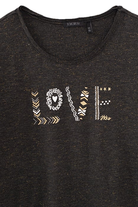 GIRLS’ GREY MARL AND GOLD GLITTER T-SHIRT WITH SLOGAN ANTHRA 3