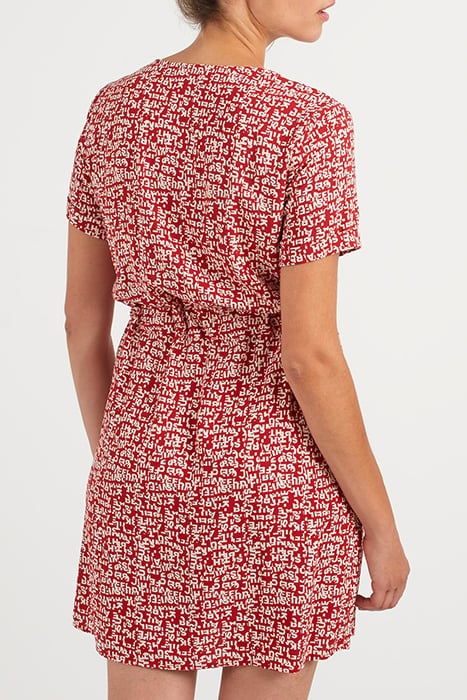 CANDY RED MINI-LETTER PRINT DRESS 2