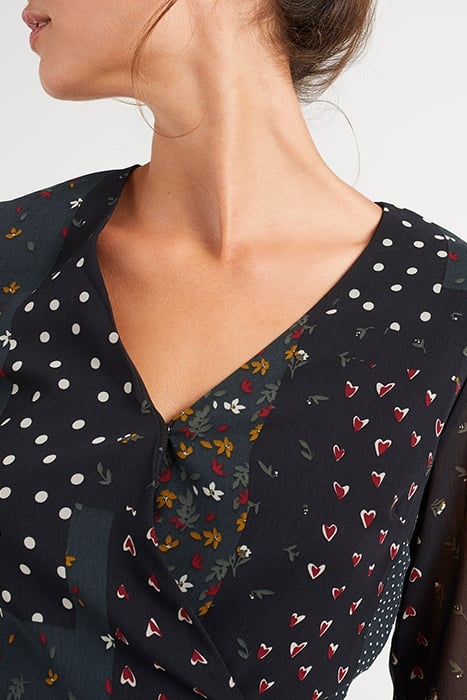 BLACK PATCHWORK PRINT DRESS 6