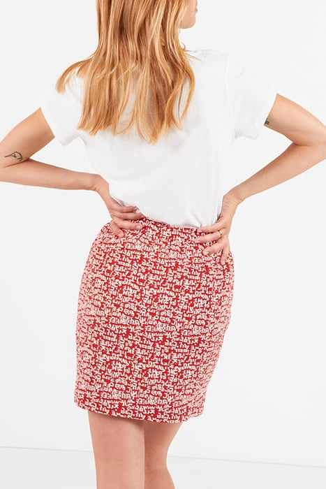 CANDY RED MINI-LETTER PRINT SHORT SKIRT 2