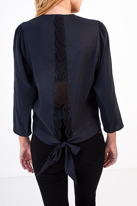 BLACK BLOUSE WITH LACE BAND ON BACK 2