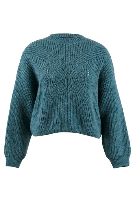 SHORT CREW NECK LS CABLE SWT BLUE 1