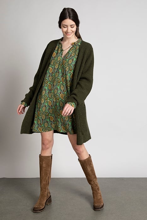 V-NECK LONG CARDI LS GREEN 2