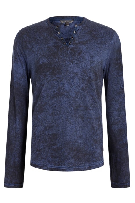 ASH LS GROMMET HENLEY WITH CARBON WASH TWILIGHT BLUE 4