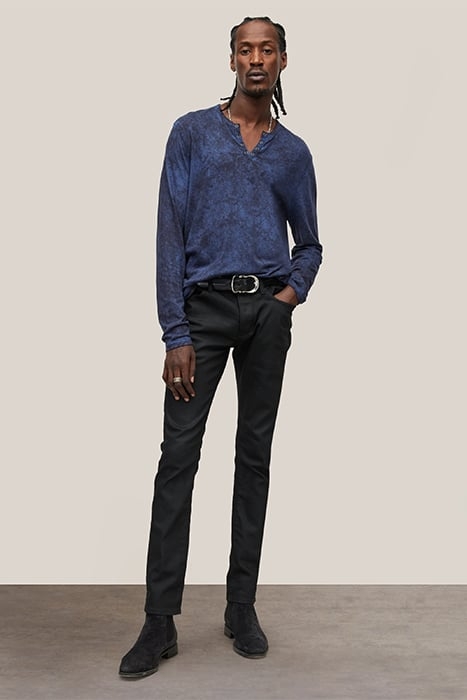 ASH LS GROMMET HENLEY WITH CARBON WASH TWILIGHT BLUE 3