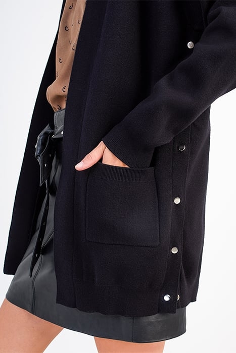I.CODE KNIT COAT WITH PRESS STUDS ON SIDES BLACK 6