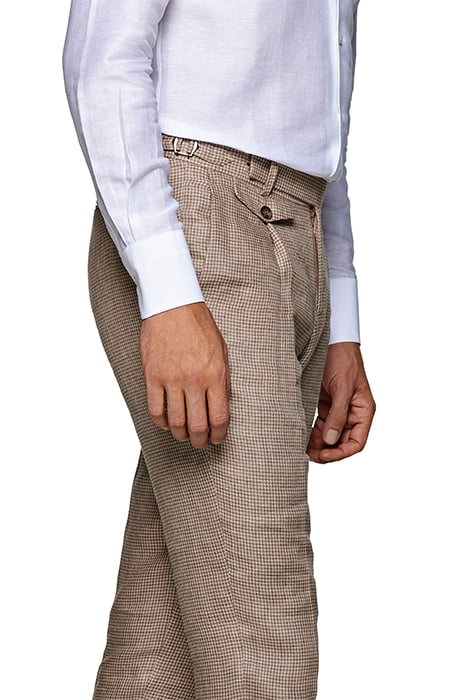 BROWN HOUNDSTOOTH PLEATED BRENTWOOD TROUSERS 4