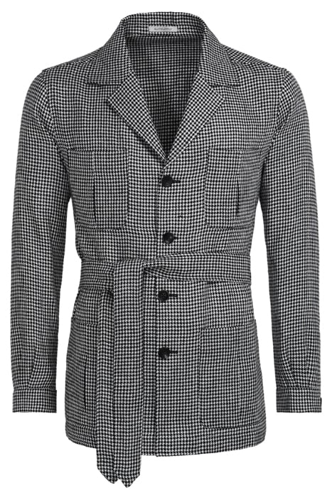 BLACK HOUNDSTOOTH BELTED SAFARI JACKET 8