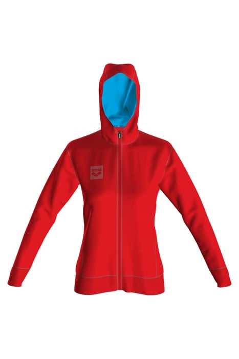 W ESSENTIAL HOODED F/Z JACKET FLUO RED 1