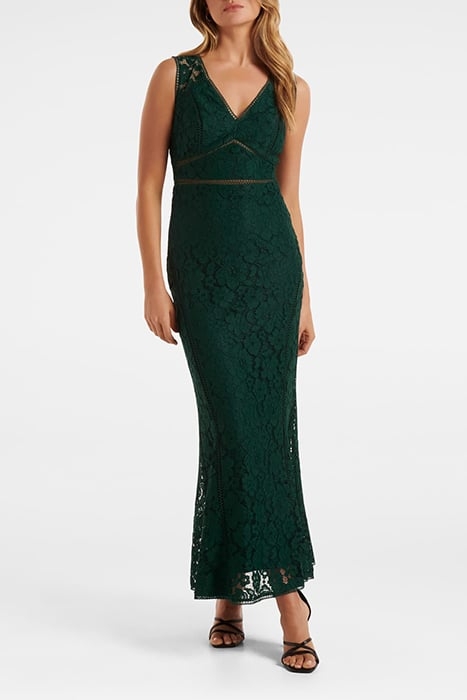 DAPHNE FLUTE HEM GOWN BOTTLE GREEN 1