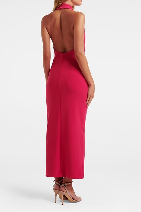 EVA HIGH NECK SPLIT BODYCON BRIGHT ROSE 2