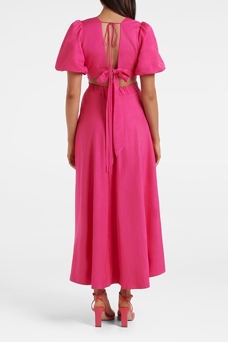 HADLEY TIE BACK MIDI DRESS HOT PINK 2