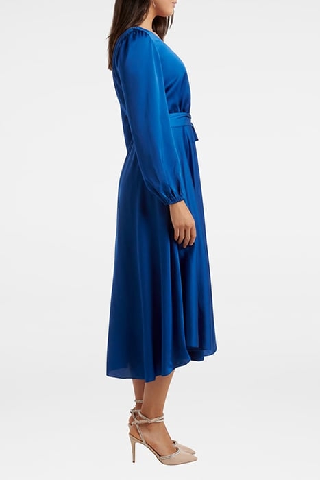 MARILYN SATIN WRAP MIDI DRESS SAPPHIRE BLUE 3