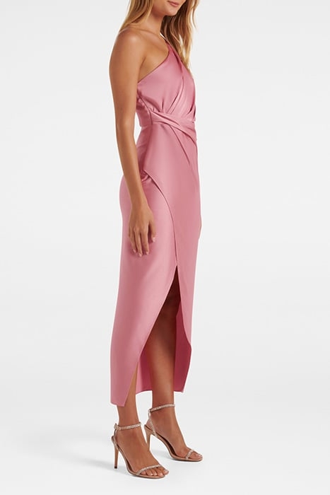 MELISSA ONE SHOULDER SATIN DRESS WILD ROSE 3