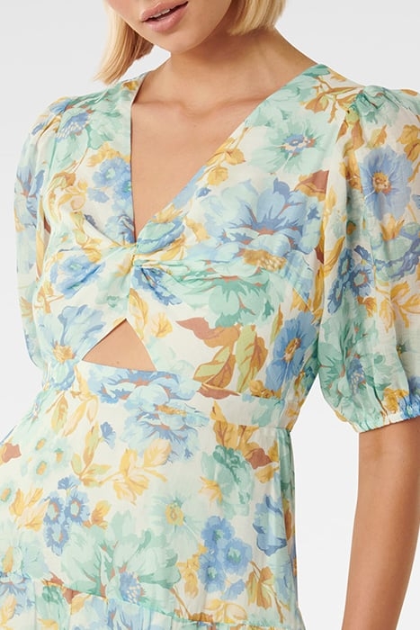 IRINA TWIST FRONT MIDI DRESS BLUE ELMHURST FLORAL 4