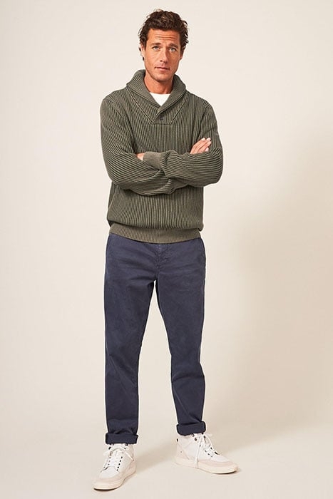 SHAWL NECK RIB JUMPER DARK GREEN 1