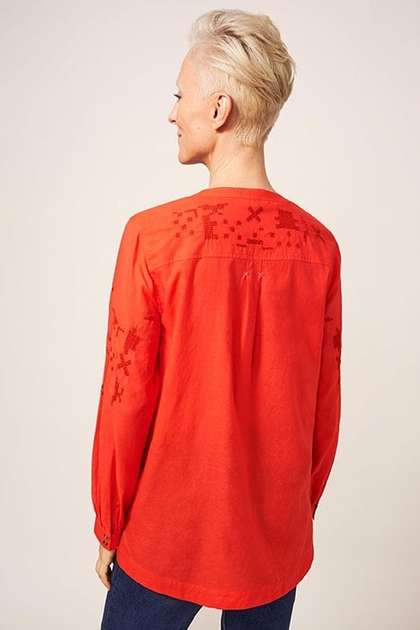 MARTA EMBROIDERED SHIRT RED MULTI 2