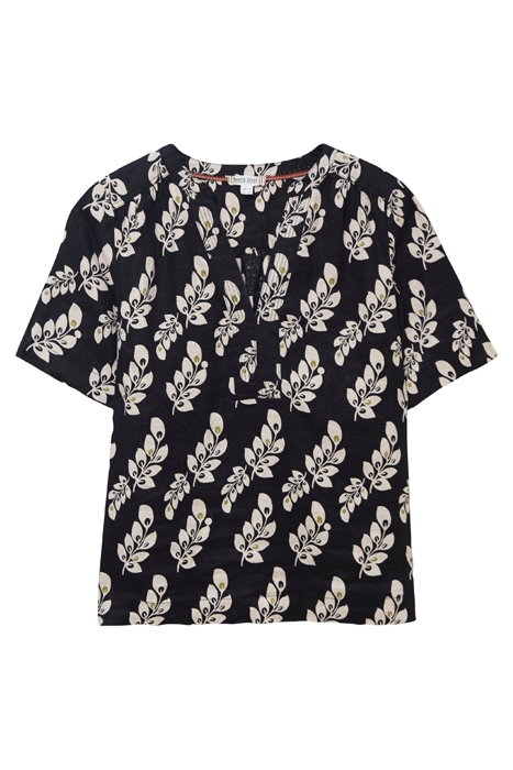 JUNE LINEN TOP BLK MLT 4