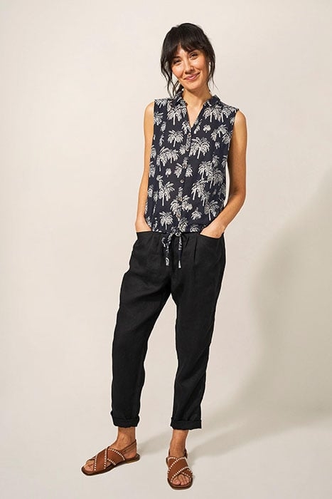 FLOWING GRASSES JERSEY SHIRT BLACK PRINT 1