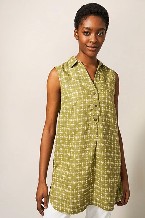 EIE SLEEVELE LINEN TUNIC GREEN 1