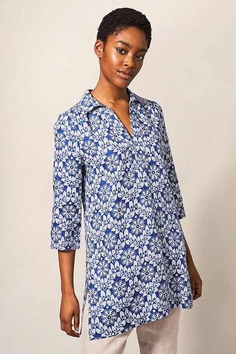 BLAIRE LINEN TUNIC BLUE MLT 1