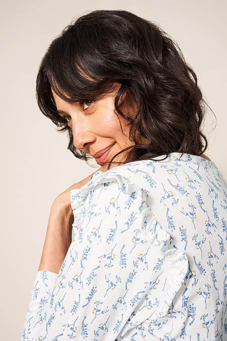 RUFFLE TEE IVORY PRINT 3