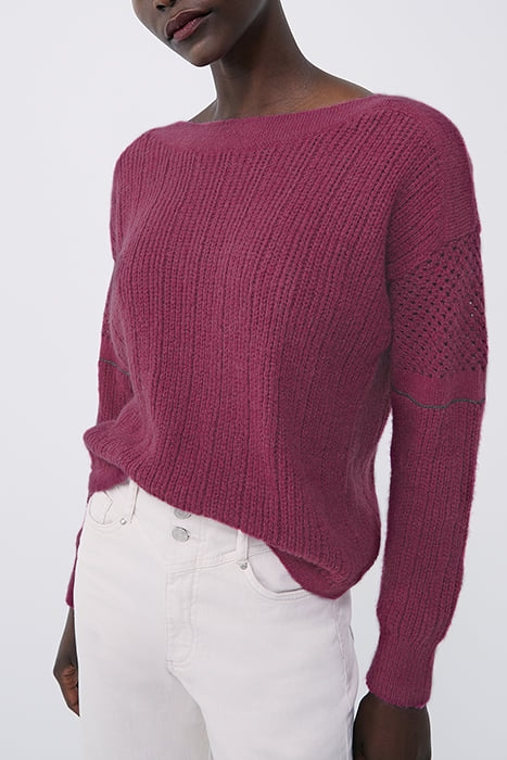 PURPLE KNIT SWEATER WITH STITCH DETAIL AND CHAINS 1