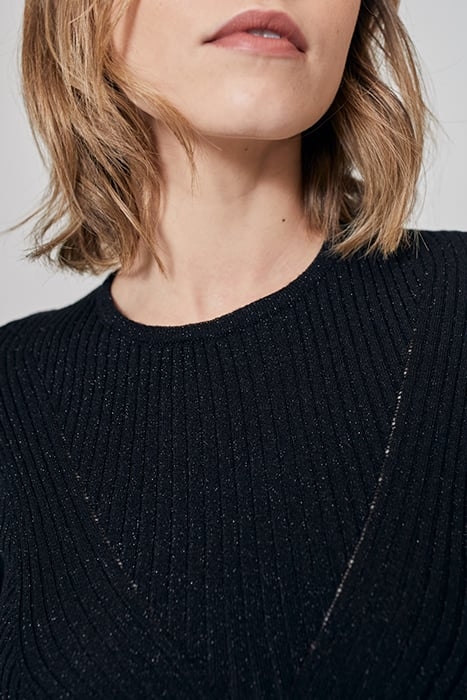 BLACK FINE KNIT SWEATER WITH BUTTONED CUFFS 6