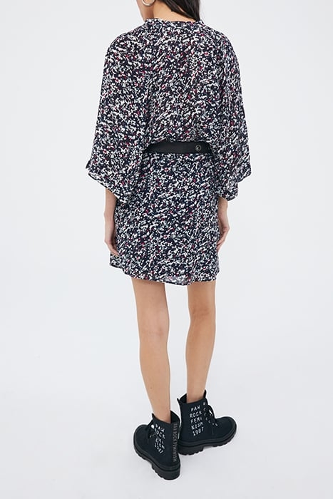 NAVY TACHIST PRINT SHORT DRESS 3